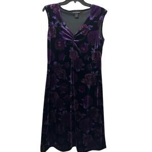 Social Circles Vintage Y2K Purple Velvet Floral Dress Size 12 Whimsigoth